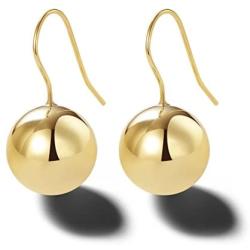 Carleen 14K Yellow Gold Plated 925 Sterling Silver Dainty Statement Large Ornamental Round Ball Drop Dangle Earrings Delicate Fine Jewelry Stud Earrings for Women, Ball Diameter 12mm