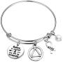 FUSTMW AA Recovery Bracelet Sobriety Gift Alcoholics Anonymous Gift AA Sober Recovery Jewelry AA Sobriety Bracelet Believe in Yourself and You Will Be Unstoppable