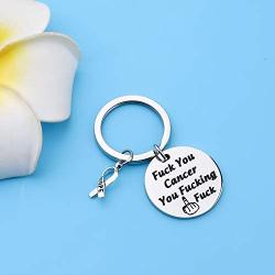 PENQI Fuck Cancer Keychain Cancer Awareness Hope Gift Fuck You Cancer You Fucking Fuck Cancer Survivor Jewelry