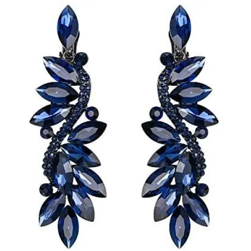 BriLove Womens Wedding Bridal Crystal Multi Marquise Filigree Flower Chandelier Clip-On Dangle Earrings BriLove Womens Wedding Bridal Crystal Multi Marquise Filigree Flower Chandelier Clip-On Dangle Earrings