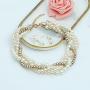 Large Pearl Necklace Costume Jewelry Sets for Women,Twist Multi-strand Pearl Statement Necklace Earrings Set for Women