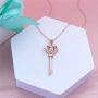 925 Sterling Silver Beating Heart Key Cubic Zirconia Dancing Stone Necklace 18K White Gold Plated Pendant Gift for Women Girls