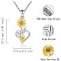 Sunflower Necklace You are My Sunshine - 925 Sterling Silver Heart Sun Flower Daisy Pendant Neckalce Jewelry Gift for Women Girl Wife Daughter Sister