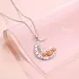 FLYOW Halloween Jewelry 925 Sterling Silver Moon and Pumpkin Pendant Necklace 18+2 inches