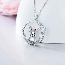 PEIMKO Sterling Silver Bunny Necklace Cute Rabbit Animal Necklace Easter Jewelry Birthday Gift for Women Girl