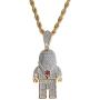 charlinliol 18k Gold Plated Necklace Iced Out Cubic Zirconia Astronaut Pendant Hip Hop Jewelry Spaceman Chain for Men and Women