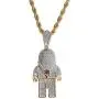 charlinliol 18k Gold Plated Necklace Iced Out Cubic Zirconia Astronaut Pendant Hip Hop Jewelry Spaceman Chain for Men and Women