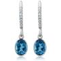 Gem Stone King 925 Sterling Silver London Blue Topaz Gemstone Birthstone Dangle Earrings (3.00 Cttw Oval 8X6MM)