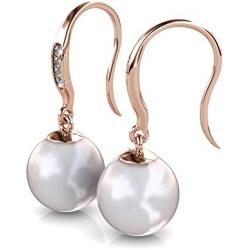 Cate & Chloe Betty 18K White Gold Plated Freshwater Pearl Earrings with Swarovski Crystals, Beautiful Classic Pearl Drop Dangle Earrings, Womens Special Occasion Jewelry