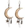 Lux Accessories burnished Gold Celestial Cresent Moon Star Charm Dangle Earrings