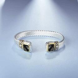 UNY Designer Inspired Jewelry Flat Cable Wire CZ Antique Bangle Beautiful Valentine