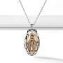 Nofade Silver Personalized Virgin Mary Necklace 925 Sterling Silver Religious Christian Jewelry Oval Medal Coin Pendant Necklace for Women Men