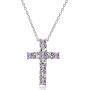 Sterling Silver Gemstone Cross Religious Pendant Necklace