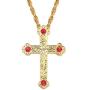 Religious Jesus Crucifix Jeweled Necklace - 18k Gold Plated Jeweled Virgin Mary Pectoral Cross Necklace Zircons Crystals Christian Church Golden Priest Crucifix Orthodox Jewelry Baptism Gift Religious