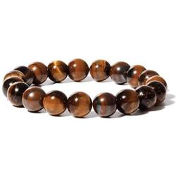 YUGDRUZY Beads Bracelet, 10mm Crystal Bracelet Natural Stone Round Gemstone Bracelet Elastic Healing Yoga Bracelet for Women Men Girl Semi-Precious Agate