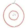 LZMEI 4mm Faux Crystal Glass Imitation Pearls Necklace Bracelet Earring Jewelry 3 Sets for Women Girls