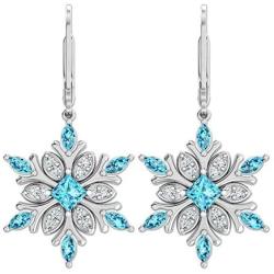 Belinda Jewelz Womens 925 Solid Sterling Silver Winter Snowflake Dangle Earrings