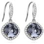 SBLING Platinum Plated Cubic Zirconia/Swarovski Cushion Shape Halo Pendant Necklace/Earrings- Gifts for Women/Girls
