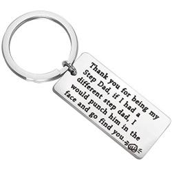 BEKECH Step Dad Keychain Gift Stepfather Gifts Thank You for Being My Step Dad Punch in Face Keychain Father Jewelry Bonus Dad Gifts from Stepdaughter or Stepson