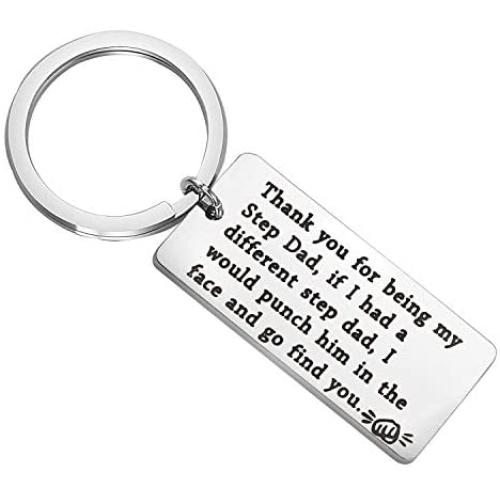 BEKECH Step Dad Keychain Gift Stepfather Gifts Thank You for Being My Step Dad Punch in Face Keychain Father Jewelry Bonus Dad Gifts from Stepdaughter or Stepson