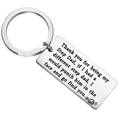 BEKECH Step Dad Keychain Gift Stepfather Gifts Thank You for Being My Step Dad Punch in Face Keychain Father Jewelry Bonus Dad Gifts from Stepdaughter or Stepson