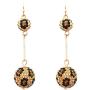 Rosemarie & Jubalee Womens Dangle Wild Animal Leopard Print Crystal Double Ball Bar Drop Earrings