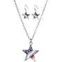 LUX ACCESSORIES Silver Tone American Flag Inspired Star Necklace Earrings Set LUX ACCESSORIES Silver Tone American Flag Inspired Star Necklace Earrings Set