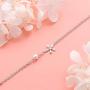 SILVER MOUNTAIN S925 Sterling Silver Jewelry Flower Charm with Freshwater Cultured Pearl Adjustable Chain Link Bracelet Gift For Teen Girls, Little Girls, Children