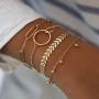 SOFTONES Boho Plated Gold Layered Bracelets for Women Girls Open Cuff Chain Bracelets Sets Jewelry,Adjustable Size