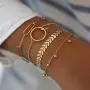 SOFTONES Boho Plated Gold Layered Bracelets for Women Girls Open Cuff Chain Bracelets Sets Jewelry,Adjustable Size