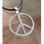 Trilogy Jewelry Pewter Classic Peace Sign Love Hippie Pendant on Leather Necklace
