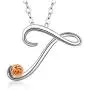 Aniu Sterling Silver Necklace T Letters for Girls/Women, Alphabet Personalized Charm Pendant with 18inch O-Ring Chain Aniu Sterling Silver Necklace T Letters for Girls/Women, Alphabet Personalized Charm Pendant with 18inch O-Ring Chain