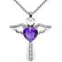 Birthstone Necklaces Cross Necklace for Women Girls Cubic Zirconia Angel Wing Birthstone Heart Charm Pendant Necklace Gifts for Valentine
