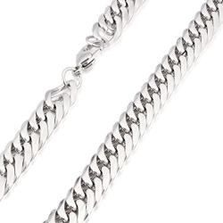 Crucible Jewelry Mens Stainless Steel Polished Curb Chain Necklace (10 mm), 24-Inch, White