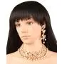 Touchstone Indian Bollywood Gorgeous Intricate Workmanship Mughal White Colorful Rhinestone Crystal Wedding Designer Jewelry Choker Necklace Set in Gold and Silver Tone for Women.