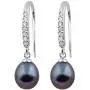 Handpicked AAA Cultured Freshwater Black Pearls 7.5-8mm Rhodium-plated 925 Silver Hook Dangling Earrings