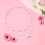 Layered Choker Necklace S925 Sterling Silver Star Full Moon Pendant Disc Jewelry Adjustable Lariat Necklaces for Women Girls Birthday Gifts