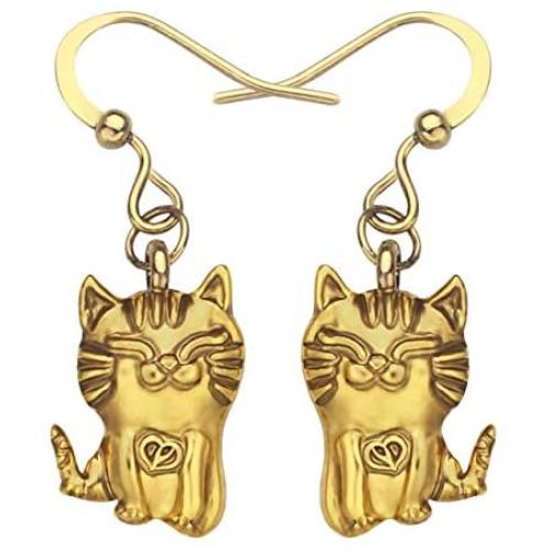 DOWAY Antique Rose Gold/Silver Plated Elegant Birman Bumlese Cat Earrings Dangle Drop Novelty Cartoon Kitten Pet Jewelry for Women Girls Charm Gift