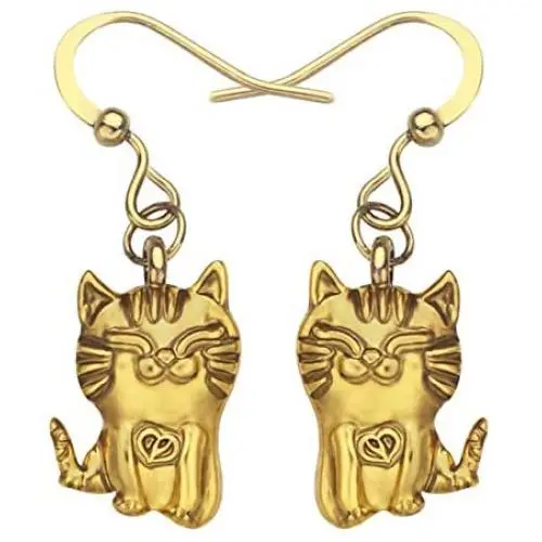 DOWAY Antique Rose Gold/Silver Plated Elegant Birman Bumlese Cat Earrings Dangle Drop Novelty Cartoon Kitten Pet Jewelry for Women Girls Charm Gift