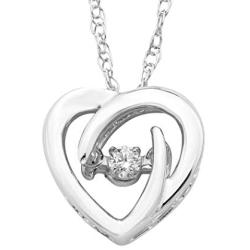 Brilliance in Motion .925 Sterling Silver Dancing Diamond Accented Dainty Heart Pendant Necklace, 18'' chain (I Color, I1 Clarity) Choose Metal Color