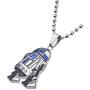 Star Wars Jewelry Unisex R2-D2 Stainless Steel and Enamel Cut Out Kids Pendant Necklace, 19''
