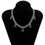 Nanafast Cherry Choker Necklace Bracelet and Anklet Set for Women,Charm Cute Rhinestone Cherry Pendant,Thick Necklace Jewellery Set for Girls