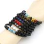 Muyasea 7 Chakra Bracelet Healing Balancing Genuine Leather Bracelets with Magnetic Clasp , Best Gifts Natural Stone Bracelets
