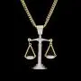 charlinliol Scales of Justice Necklace Balance Libra Pendant Gold Plated Copper Necklace Zircon Iced Out Jewery for Men and Women Chain 24 inches