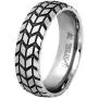 Oakky Mens Stainless Steel 6mm Tire Tread Grooved Biker Ring Motorcycle Style Gold/Silver