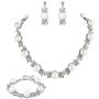 BriLove Womens Wedding Bridal Crystal Cream Simulated Pearl Floral Leaf Necklace Earrings Bracelet Set