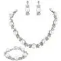 BriLove Womens Wedding Bridal Crystal Cream Simulated Pearl Floral Leaf Necklace Earrings Bracelet Set BriLove Womens Wedding Bridal Crystal Cream Simulated Pearl Floral Leaf Necklace Earrings Bracelet Set