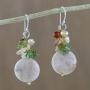 NOVICA Multi-Gem Quartz Cultured Freshwater Pearl .925 Sterling Silver Beaded Earrings, Thai Joy