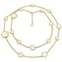 Fashion White Black Enamel Large Flower Long Gold Plated Station Chain Wrap Layer Clover Necklace for Women 40 Inch