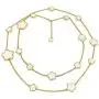 Fashion White Black Enamel Large Flower Long Gold Plated Station Chain Wrap Layer Clover Necklace for Women 40 Inch